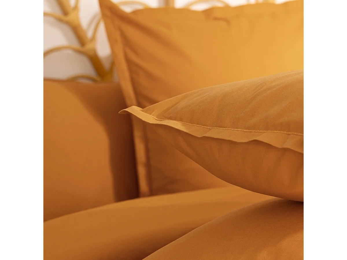 Taie d'oreiller en Coton Jaune cumin 63 x 63 cm