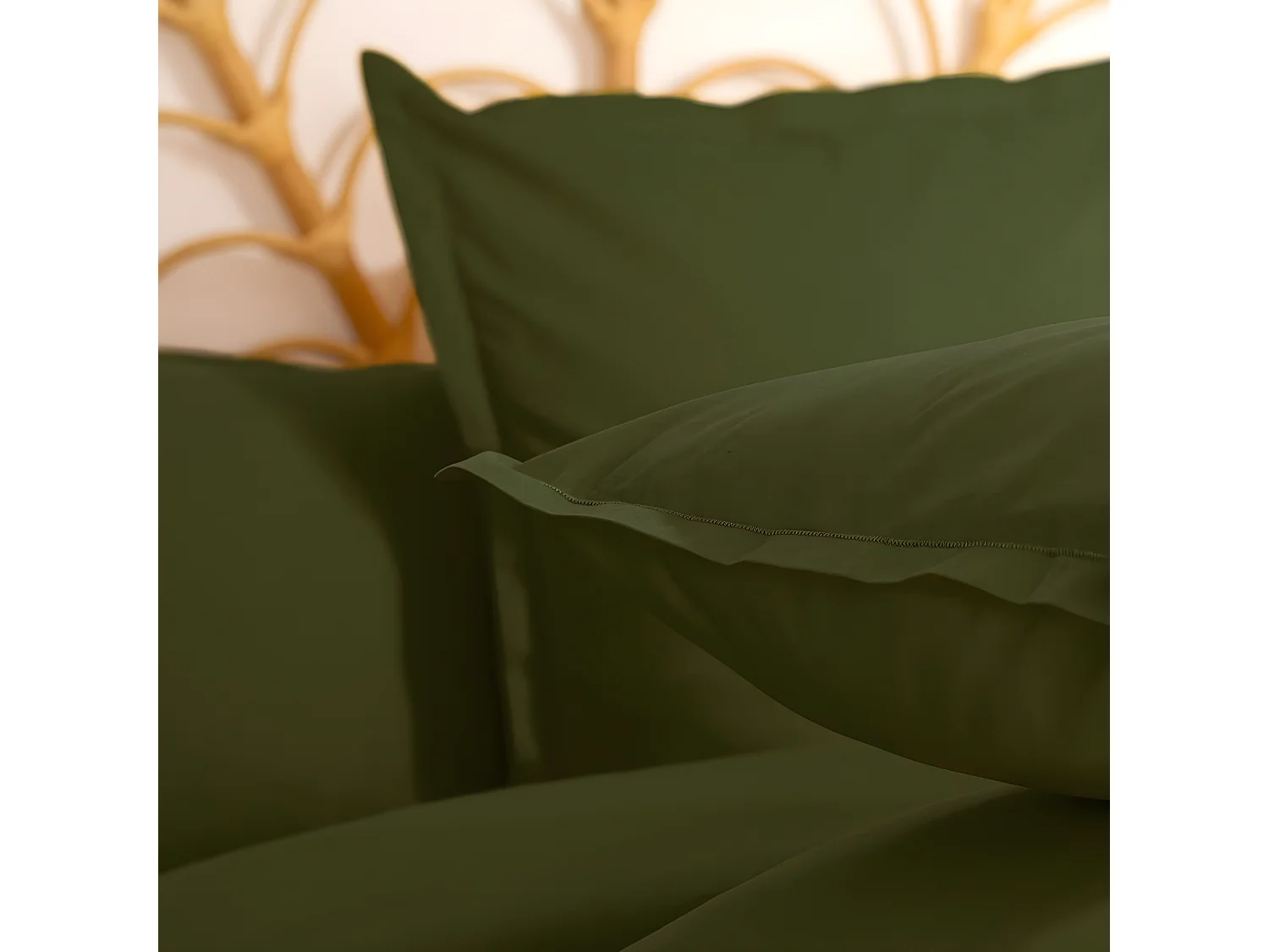 Taie d'oreiller en Coton Vert Kaki 63 x 63 cm