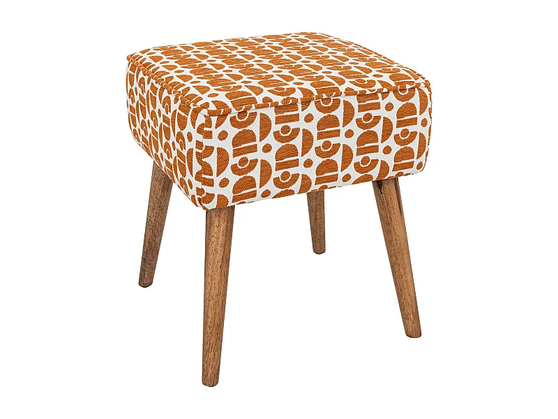 Taburete auxiliar de tela chenille con motivos jacquard 38 x 38 x 41 cm