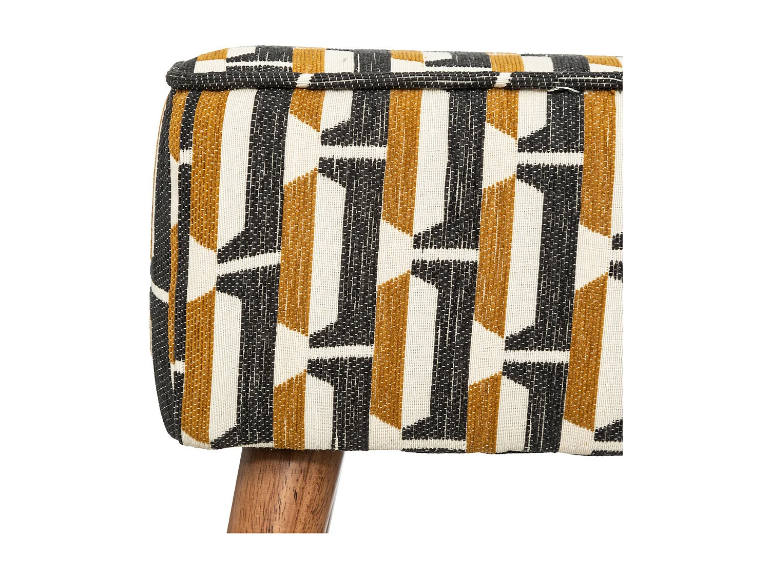 Tabouret d'appoint en bois et tissu chenille Noir, Jaune ocre et Blanc