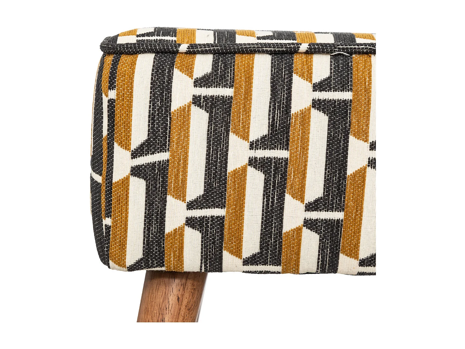 Tabouret d'appoint en bois et tissu chenille Noir, Jaune ocre et Blanc