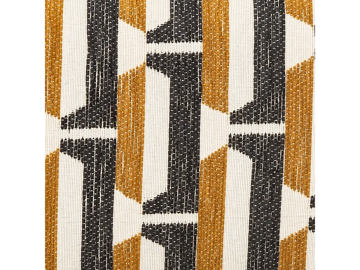 Tabouret d'appoint en bois et tissu chenille Noir, Jaune ocre et Blanc