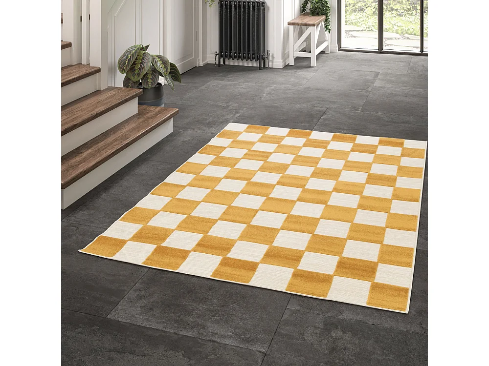 Addo – Tapis intérieur et extérieur à motif géométrique -  Jaune moutarde - 160x230cm