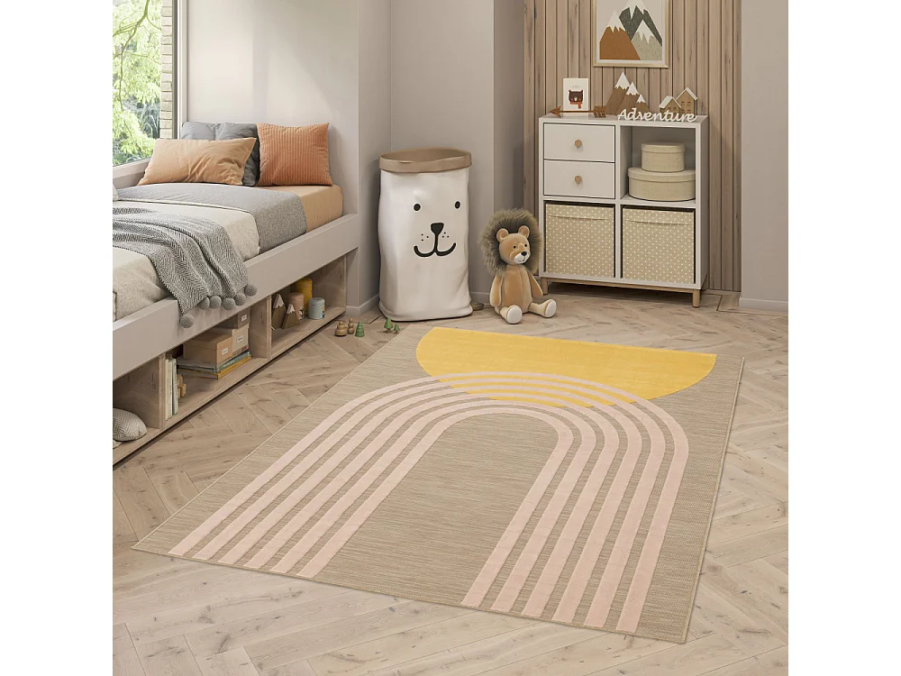Tuli - Tapis contemporain à motif géométrique -  Jaune moutarde - 160x230cm