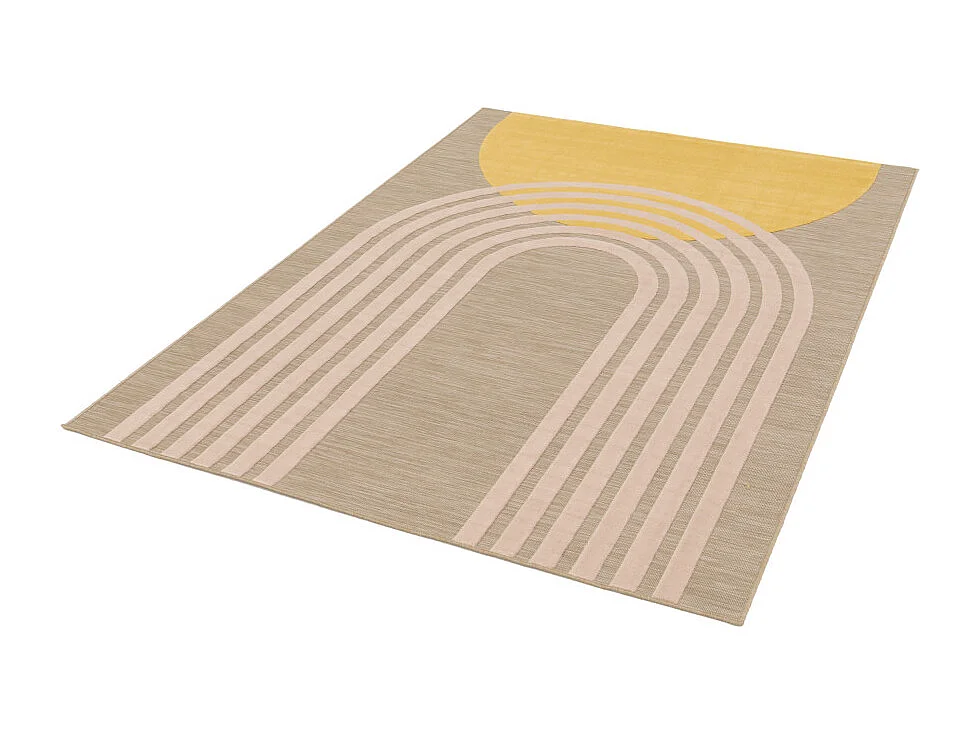 Tuli - Tapis contemporain à motif géométrique -  Jaune moutarde - 160x230cm