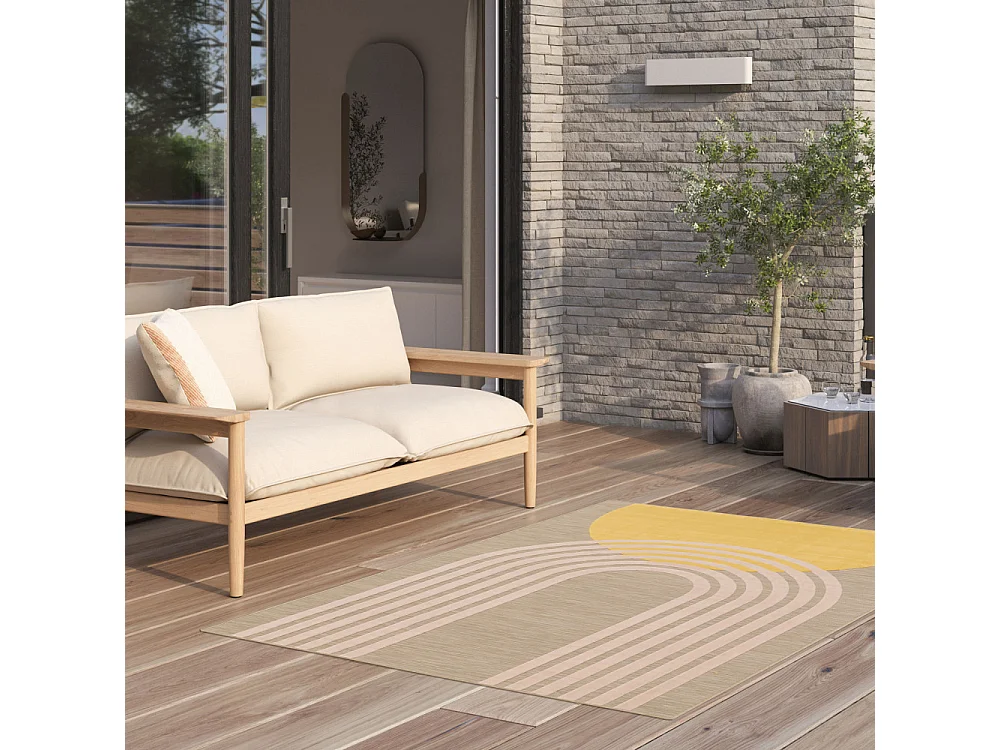 Tuli - Tapis contemporain à motif géométrique -  Jaune moutarde - 160x230cm