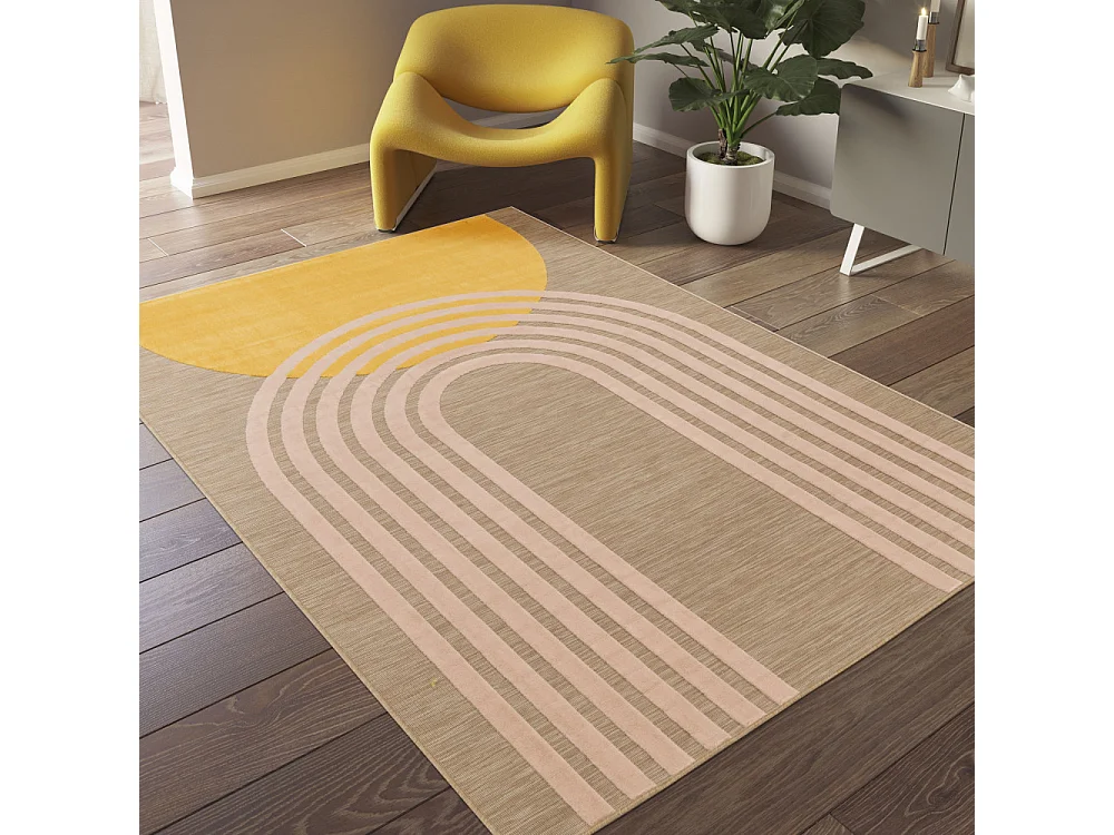Tuli - Tapis contemporain à motif géométrique -  Jaune moutarde - 160x230cm