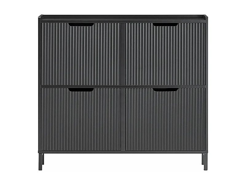 SoBuy Schoenenkast Schoenenkast Schoenenopberger 4 draaideuren, Entreekast Schoenenopbergdoos, 100 x 19 x 91cm, Zwart, FSR177-L-SCH