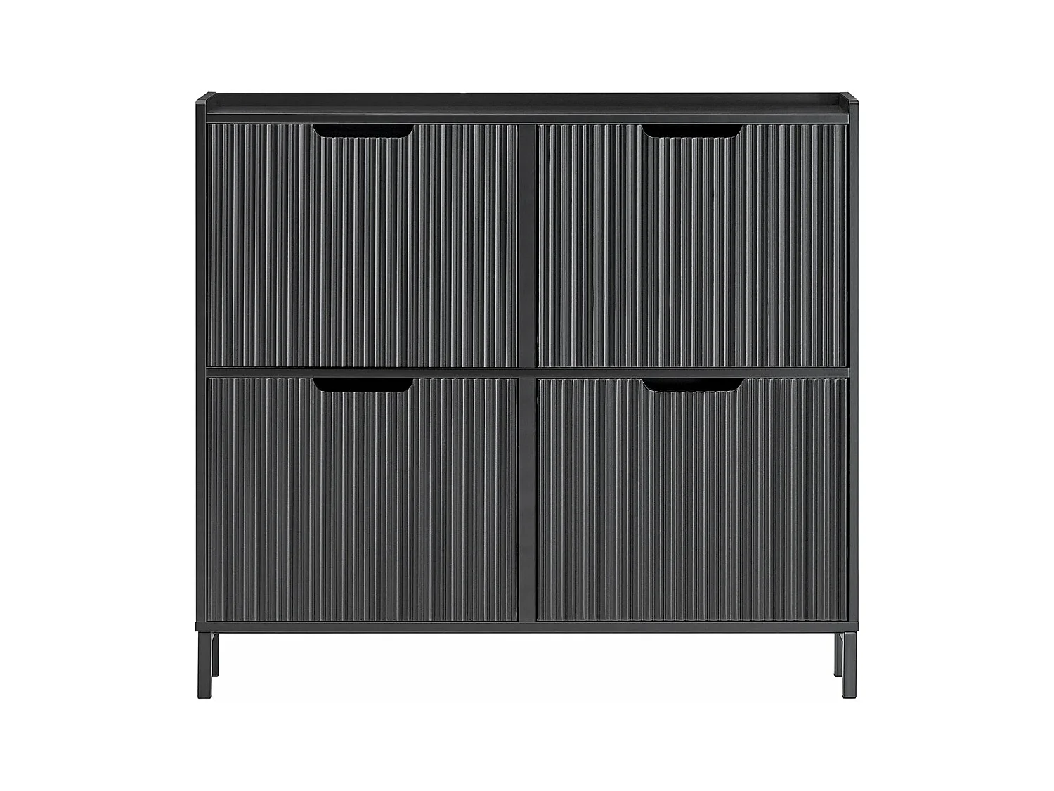 SoBuy Schoenenkast Schoenenkast Schoenenopberger 4 draaideuren, Entreekast Schoenenopbergdoos, 100 x 19 x 91cm, Zwart, FSR177-L-SCH