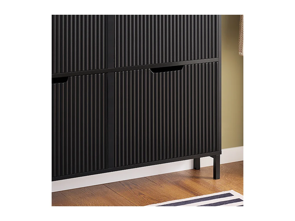 SoBuy Mobiletto portascarpe con 4 ribalte Mobile ingresso salvaspazio Regolabili Nero 100x19x91cm FSR177-L-SCH