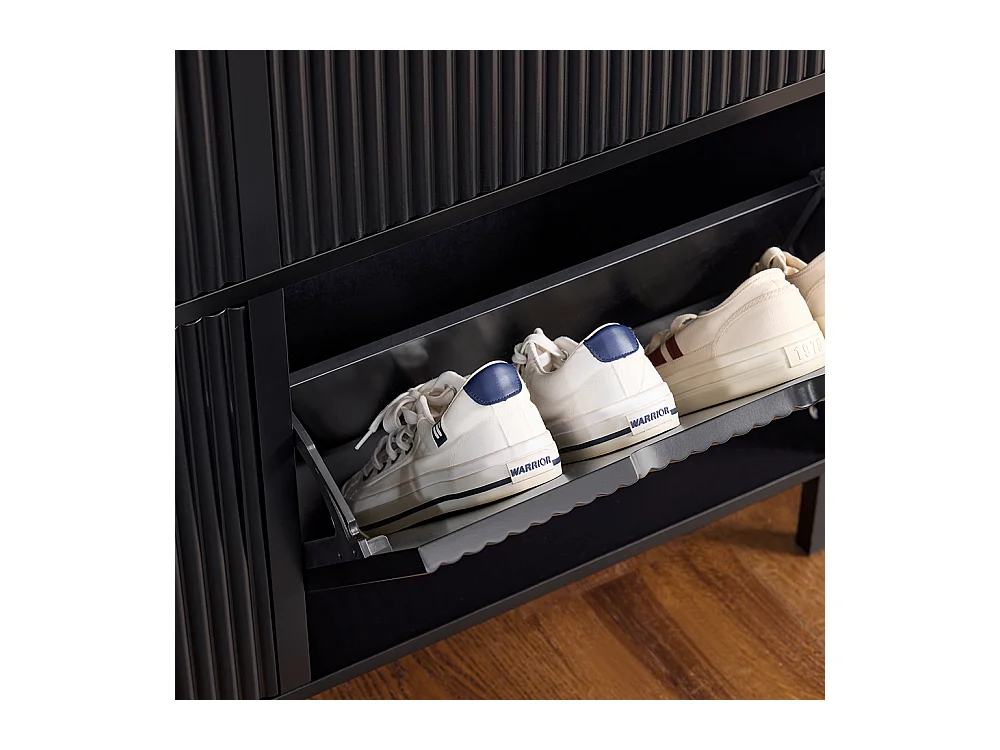 SoBuy Mobiletto portascarpe con 4 ribalte Mobile ingresso salvaspazio Regolabili Nero 100x19x91cm FSR177-L-SCH