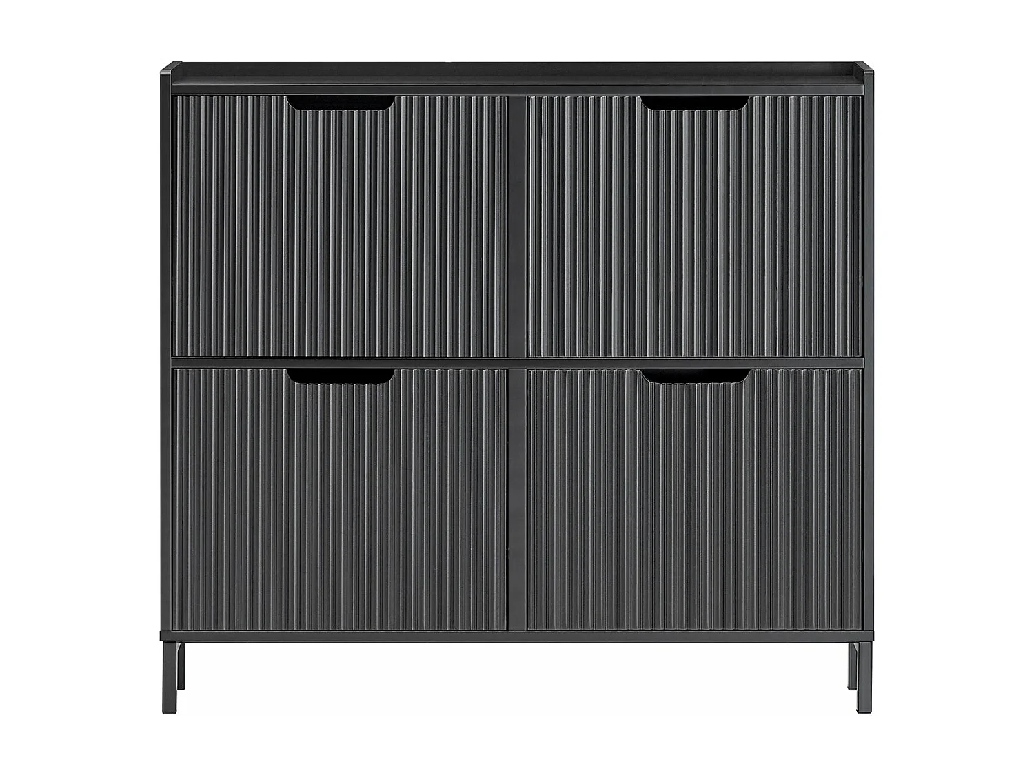 SoBuy FSR177-L-SCH Meuble à Chaussures Meuble Rangement Chaussures 4 Portes abattantes, Meuble d'Entrée Coffre Rangement pour Chaussures