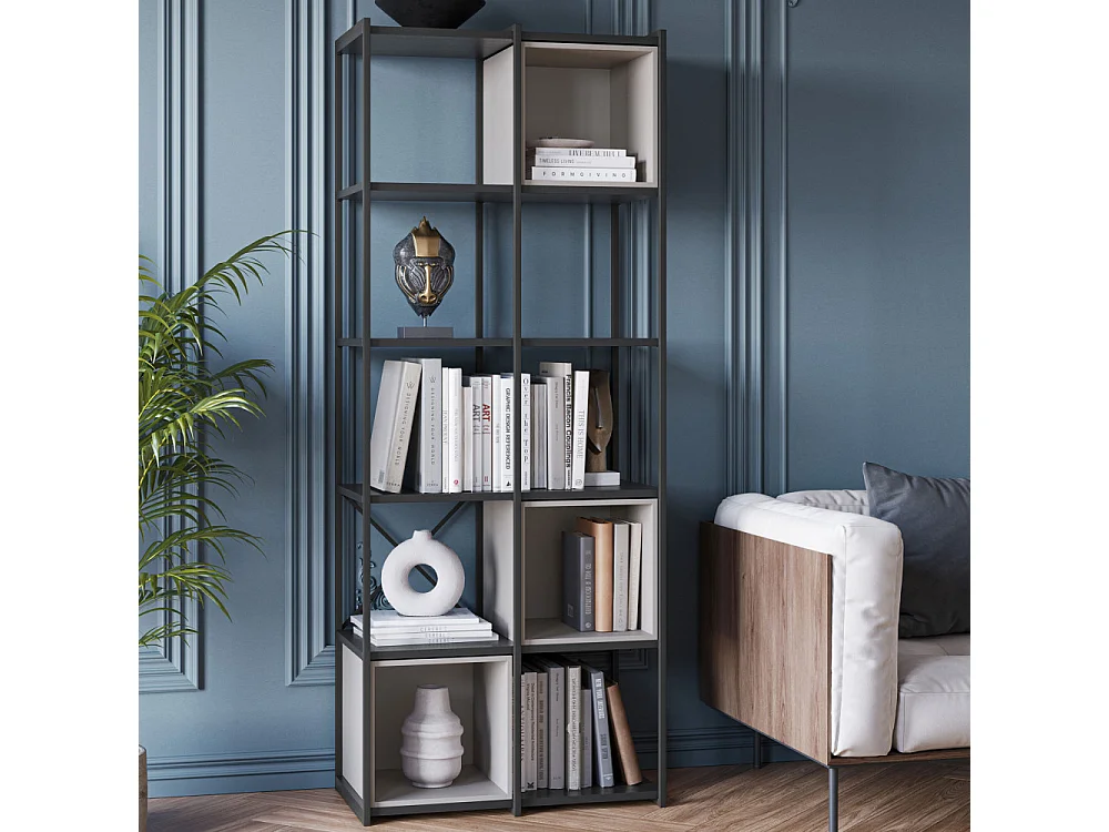 Phalor - Etagère en bois et métal 70,50x179cm - Beige