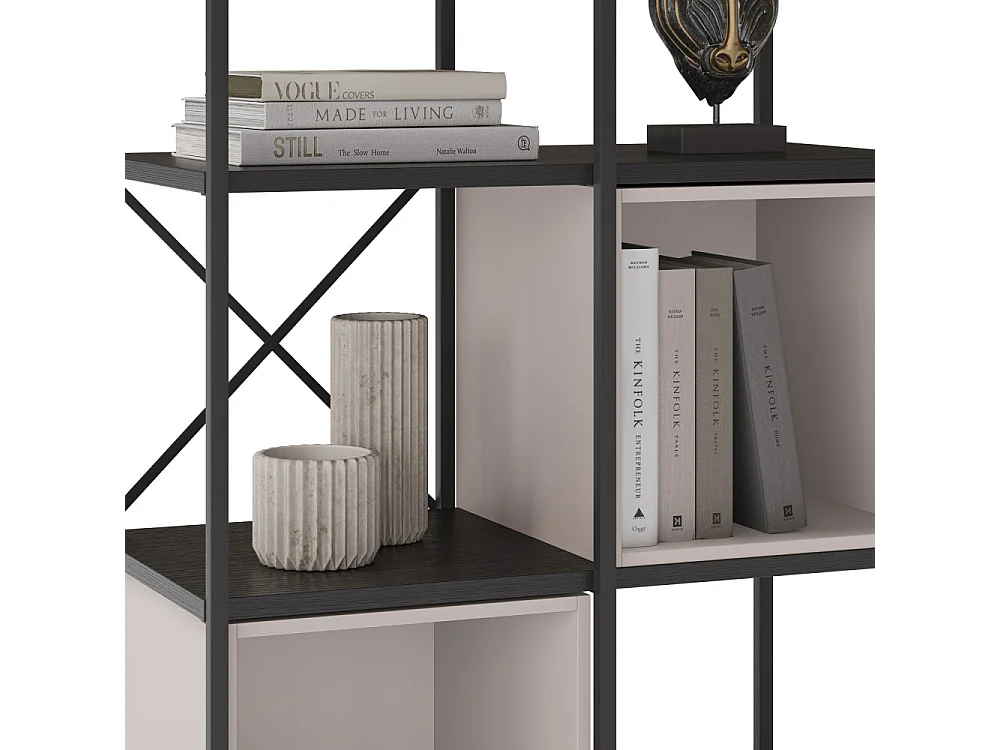 Phalor - Etagère en bois et métal 70,50x179cm - Beige