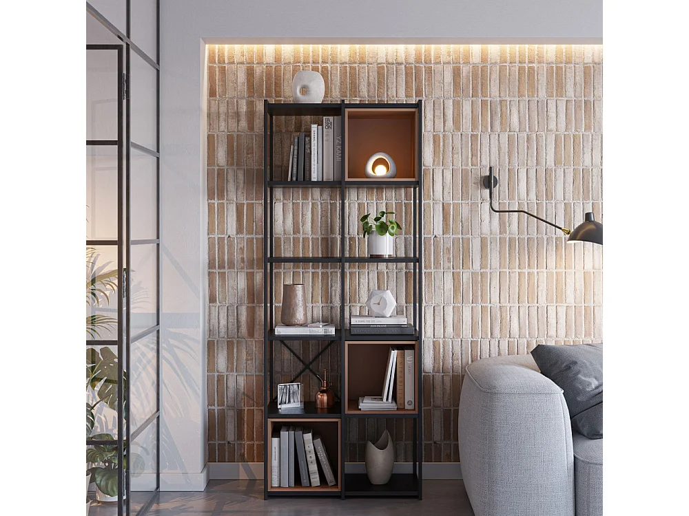 Phalor - Etagère en bois et métal 70,50x179cm - Terracotta