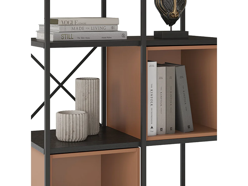 Phalor - Etagère en bois et métal 70,50x179cm - Terracotta