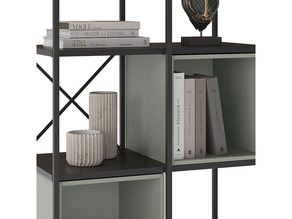 Phalor - Etagère en bois et métal 70,50x179cm - Vert