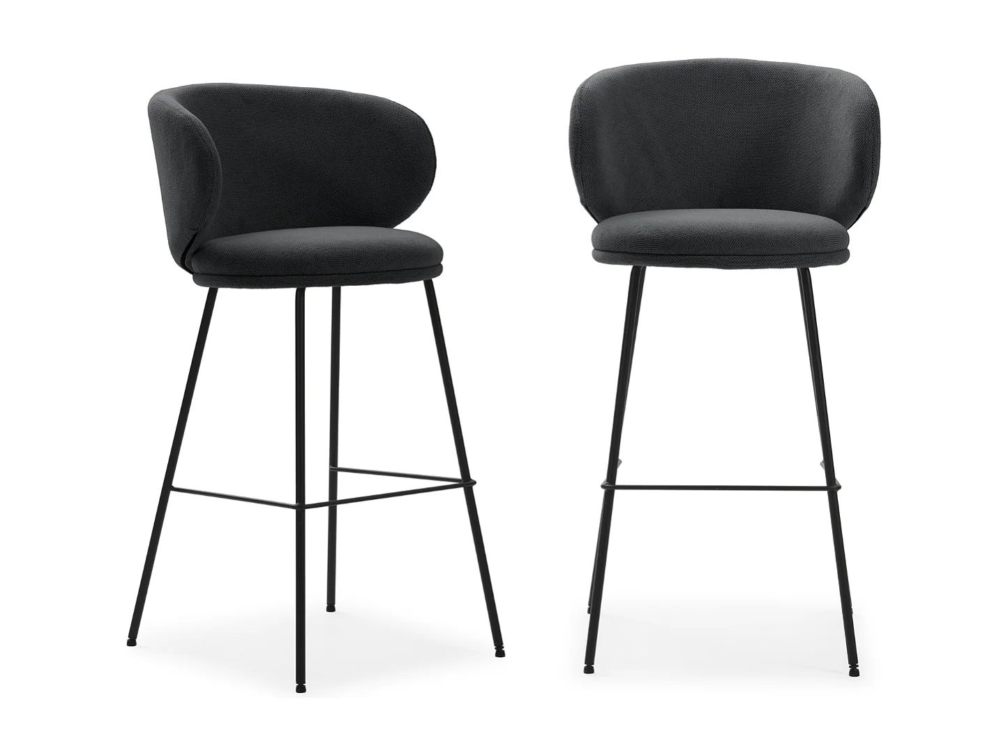 Lot de 2 tabourets en tissu avec pieds en métal noir H65 cm - RUSH