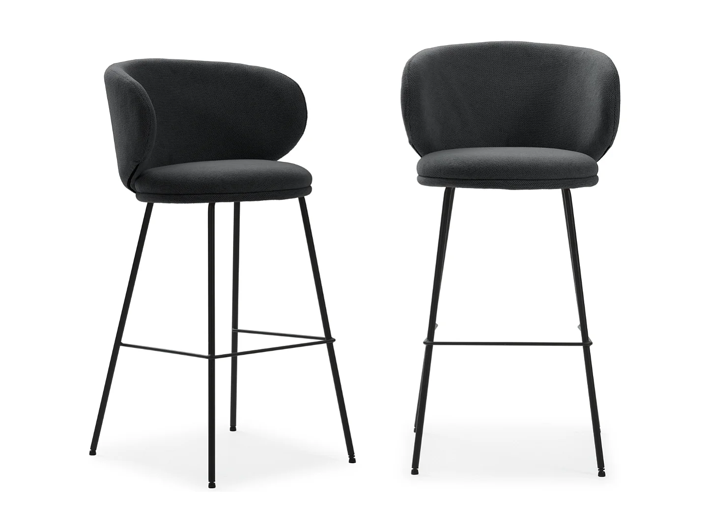 Lot de 2 tabourets en tissu avec pieds en métal noir H65 cm - RUSH