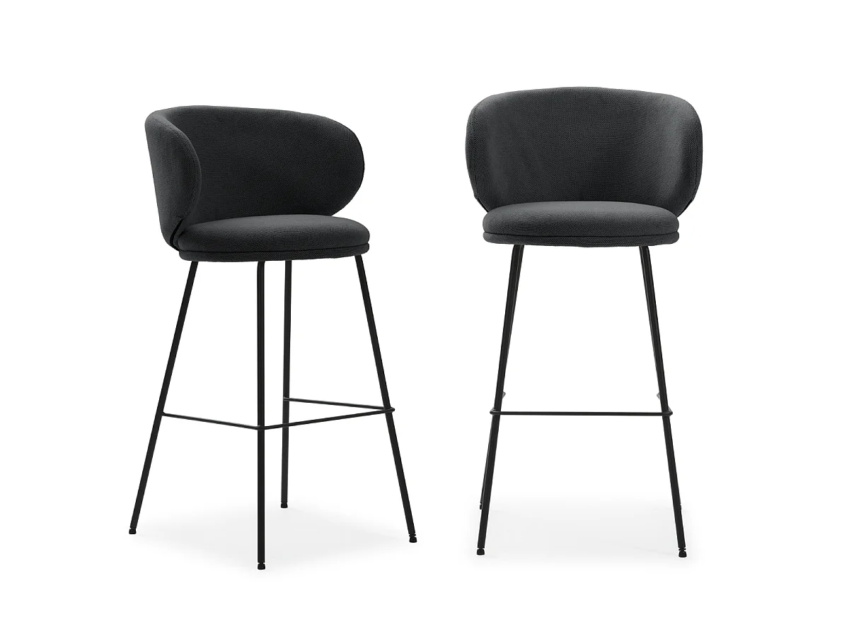 Lot de 2 tabourets en tissu avec pieds en métal noir H65 cm - RUSH