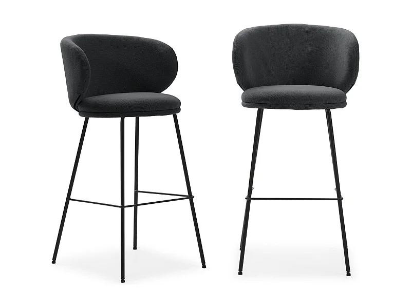 Lot de 2 tabourets en tissu avec pieds en métal noir H65 cm - RUSH