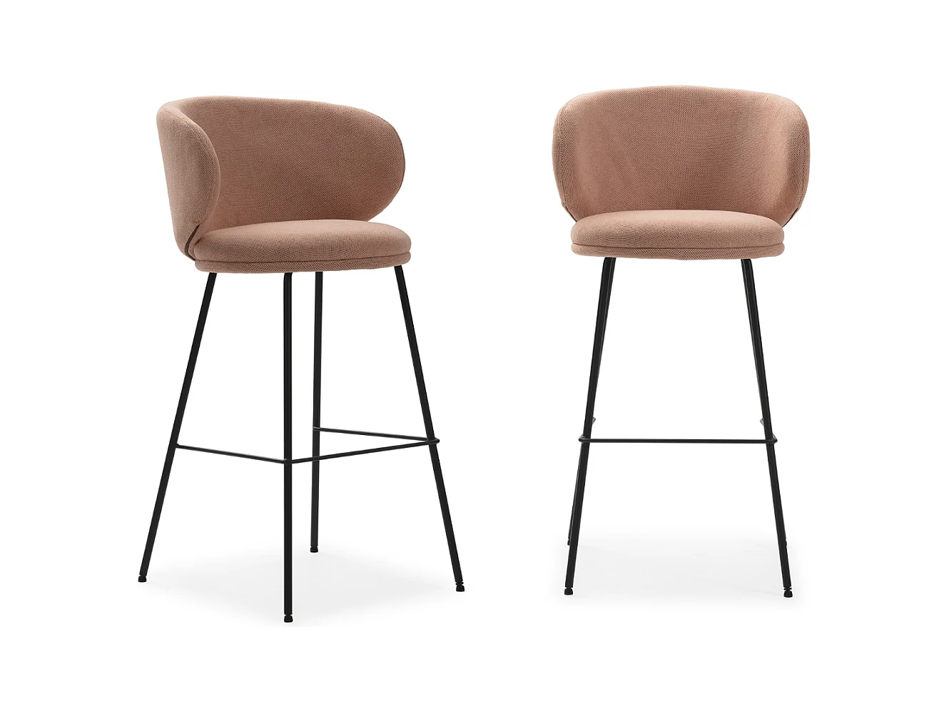 Lot de 2 tabourets en tissu avec pieds en métal noir H65 cm - RUSH
