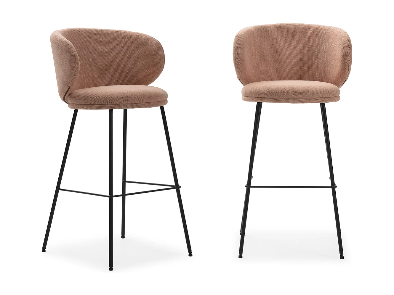 Set di 2 sgabelli in tessuto con gambe lunghe in metallo 54x51 h88 cm