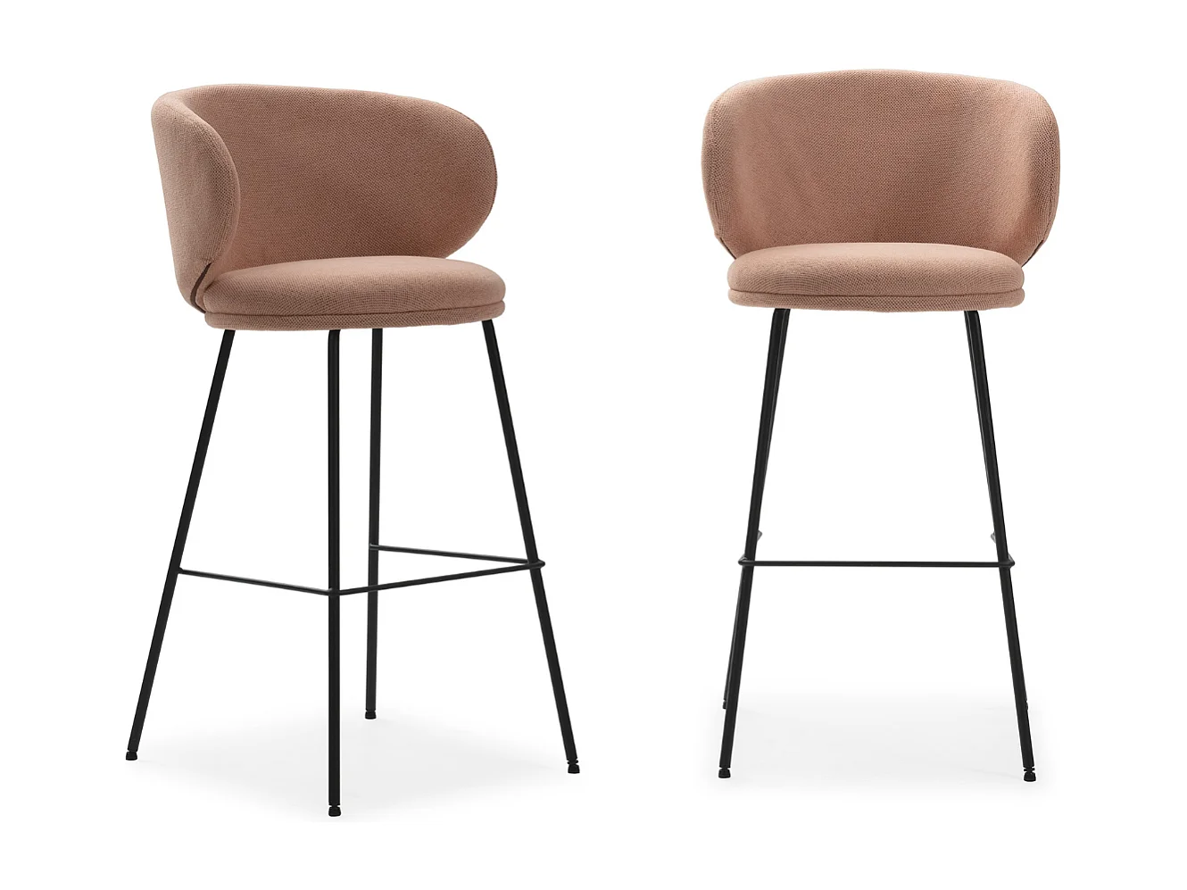 Lot de 2 tabourets en tissu avec pieds en métal noir H65 cm - RUSH