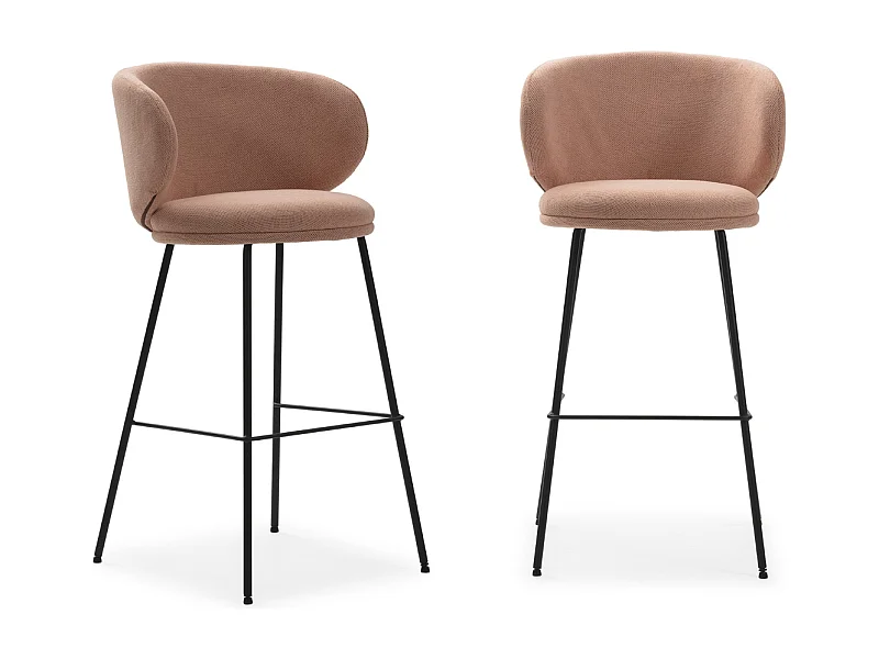 Lot de 2 tabourets en tissu avec pieds en métal noir H65 cm - RUSH