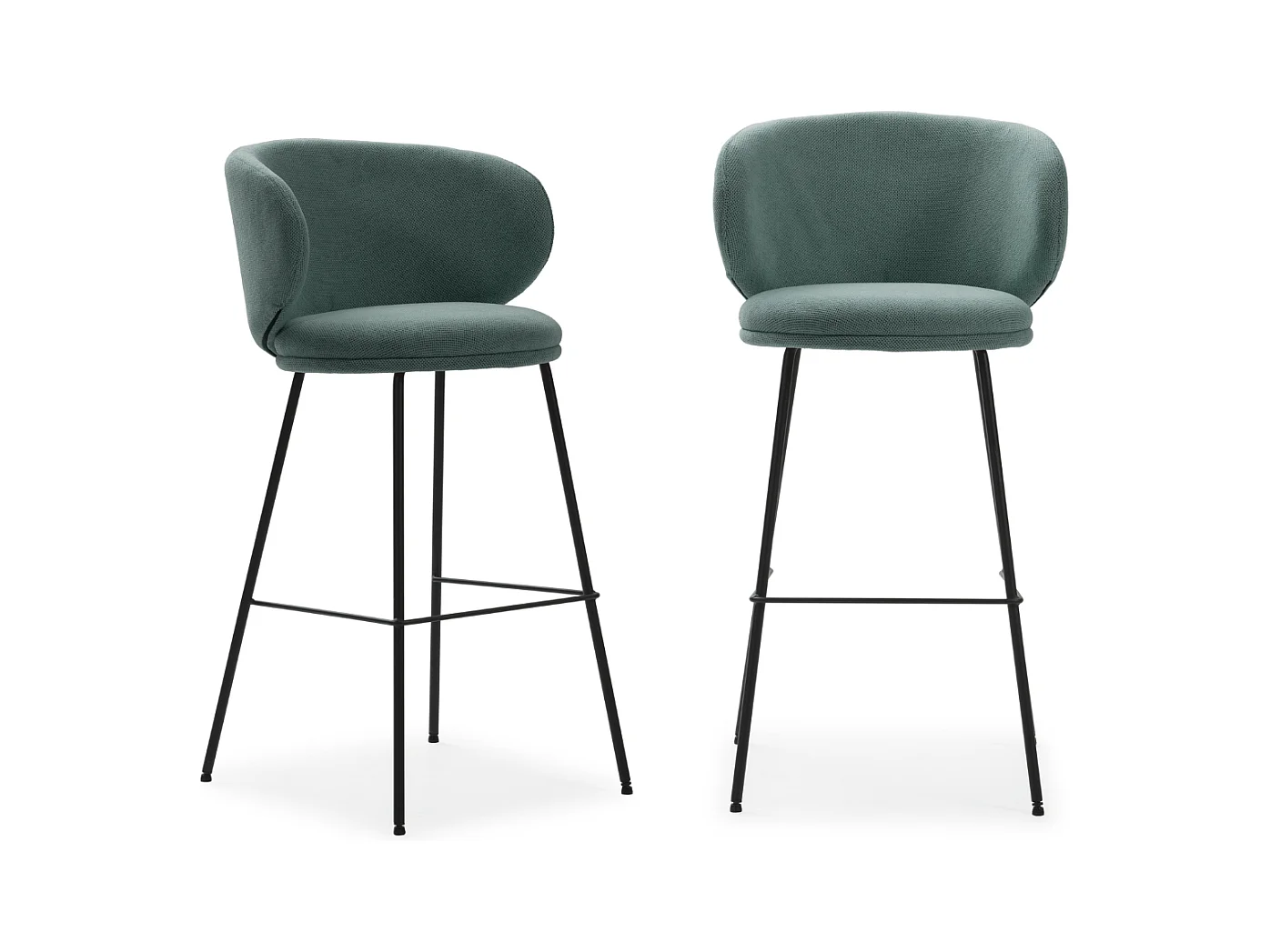 Lot de 2 tabourets en tissu avec pieds en métal noir H65 cm - RUSH