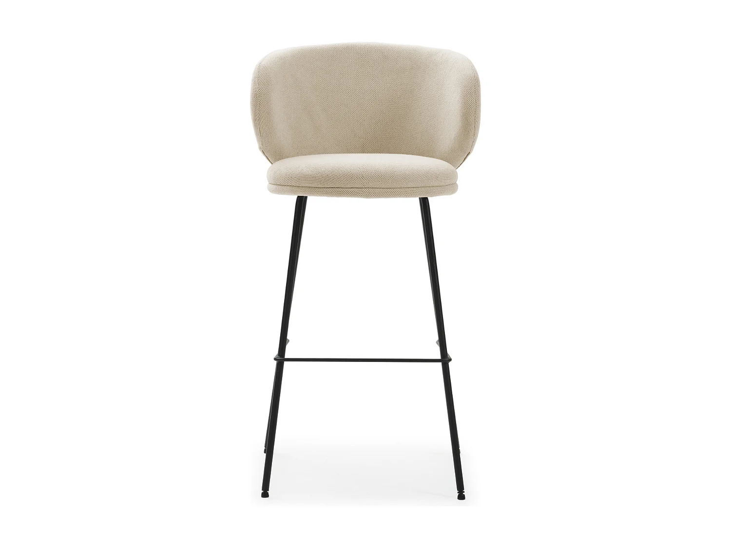 Kavel van 2 stoffen tabourets met lange metalen pieds 54x51 h88 cm