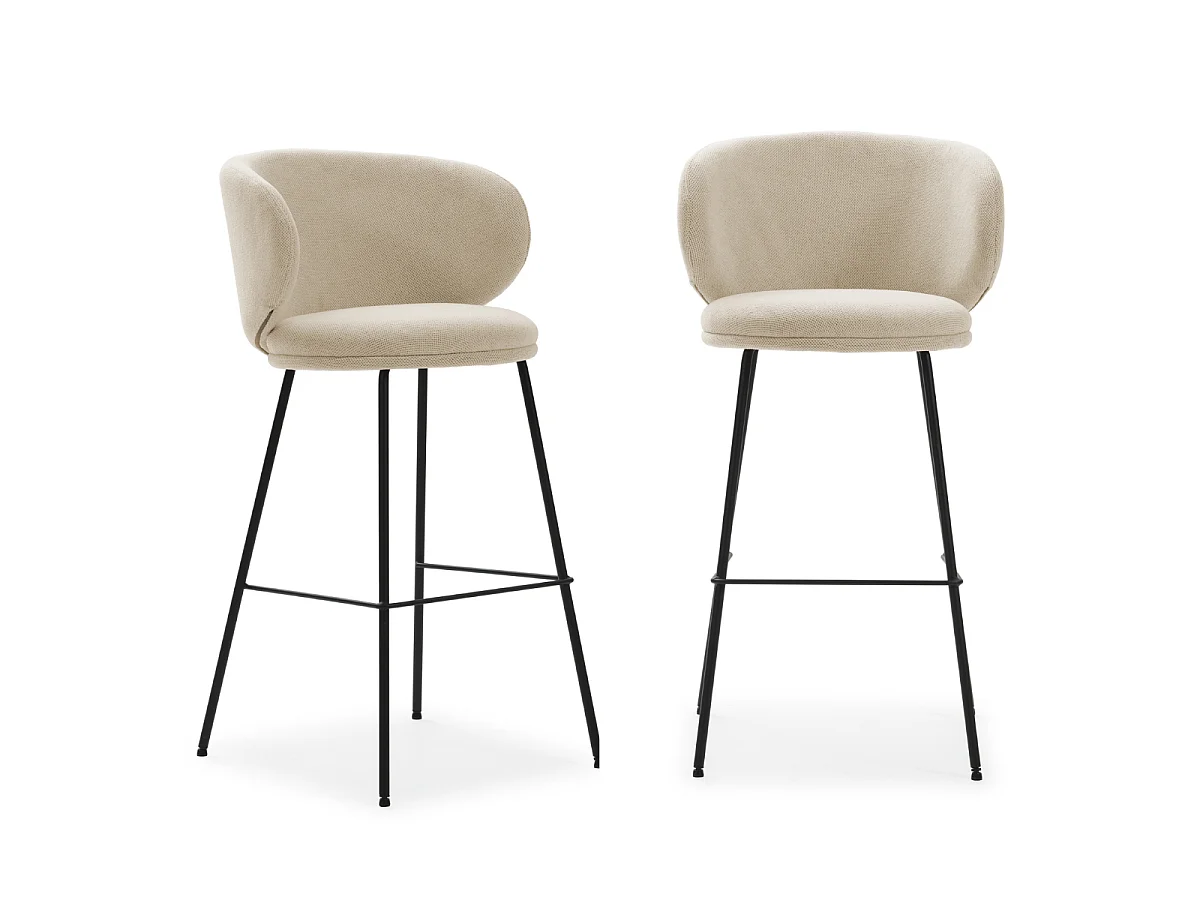 Lot de 2 tabourets en tissu avec pieds en métal noir H65 cm - RUSH