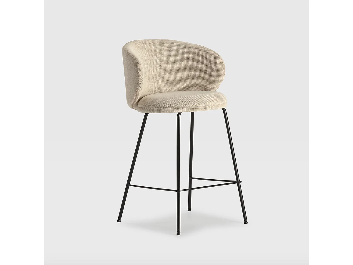 Lot de 2 tabourets en tissu avec pieds en métal noir H65 cm - RUSH