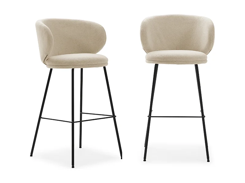 Lot de 2 tabourets en tissu avec pieds en métal noir H65 cm - RUSH