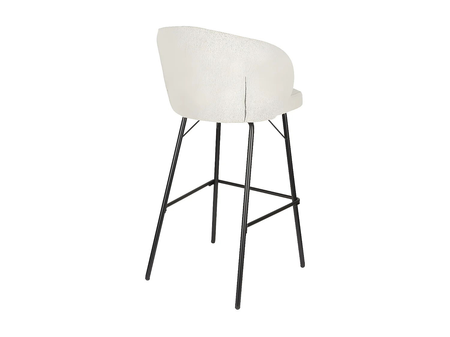 Joa - Lot de 2 tabourets de bar en tissu bouclette et métal H75cm - Écru