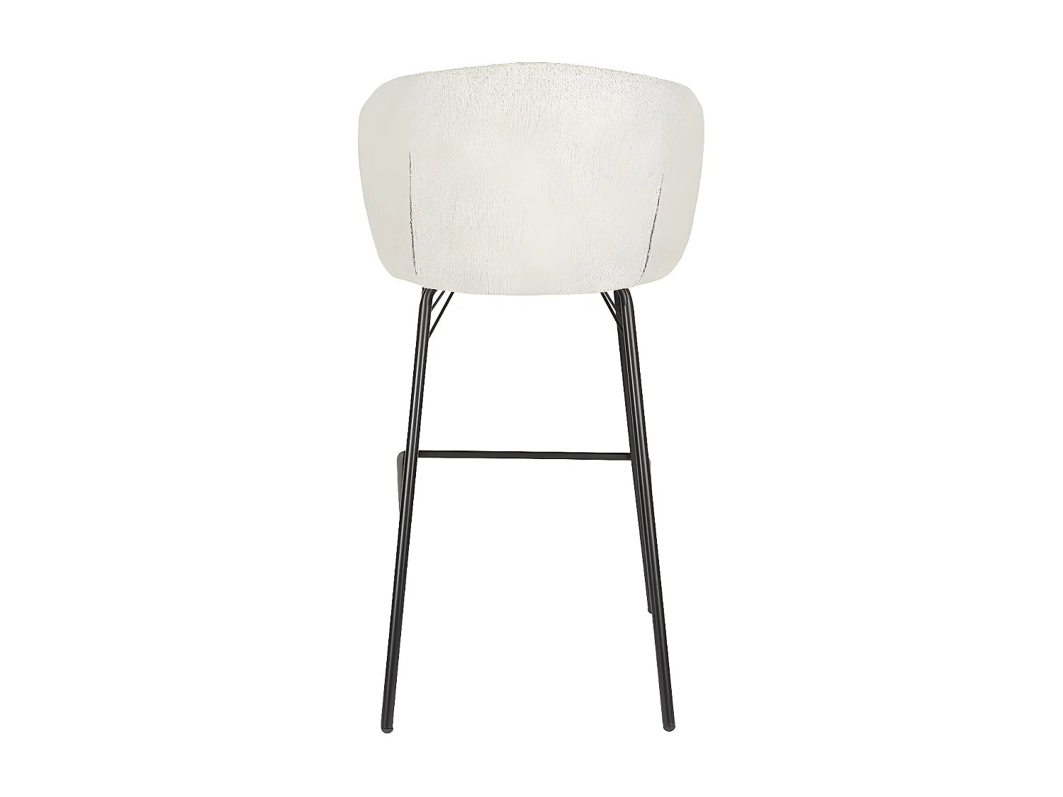 Joa - Lot de 2 tabourets de bar en tissu bouclette et métal H75cm - Écru