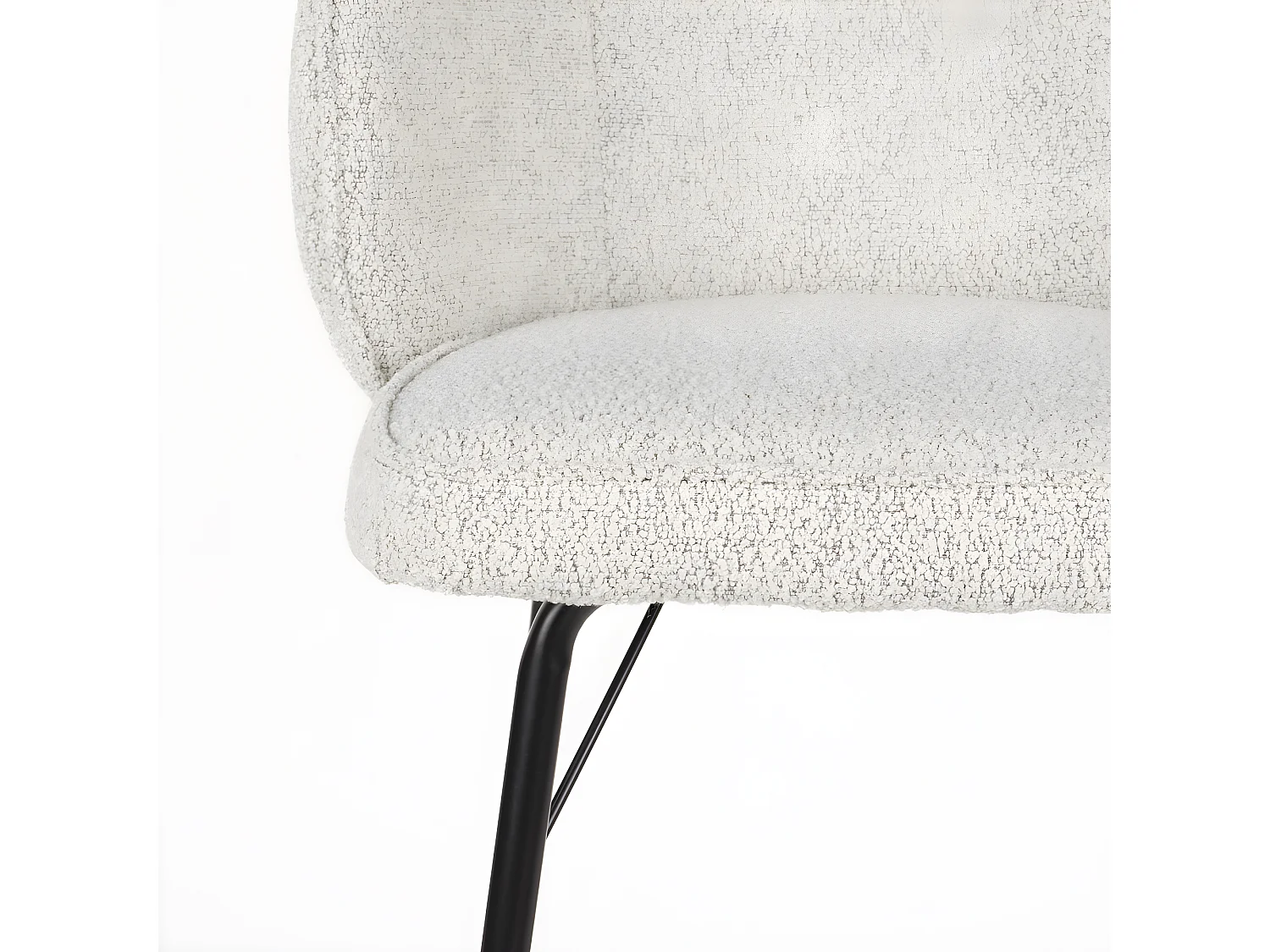 Joa - Lot de 2 tabourets de bar en tissu bouclette et métal H75cm - Écru