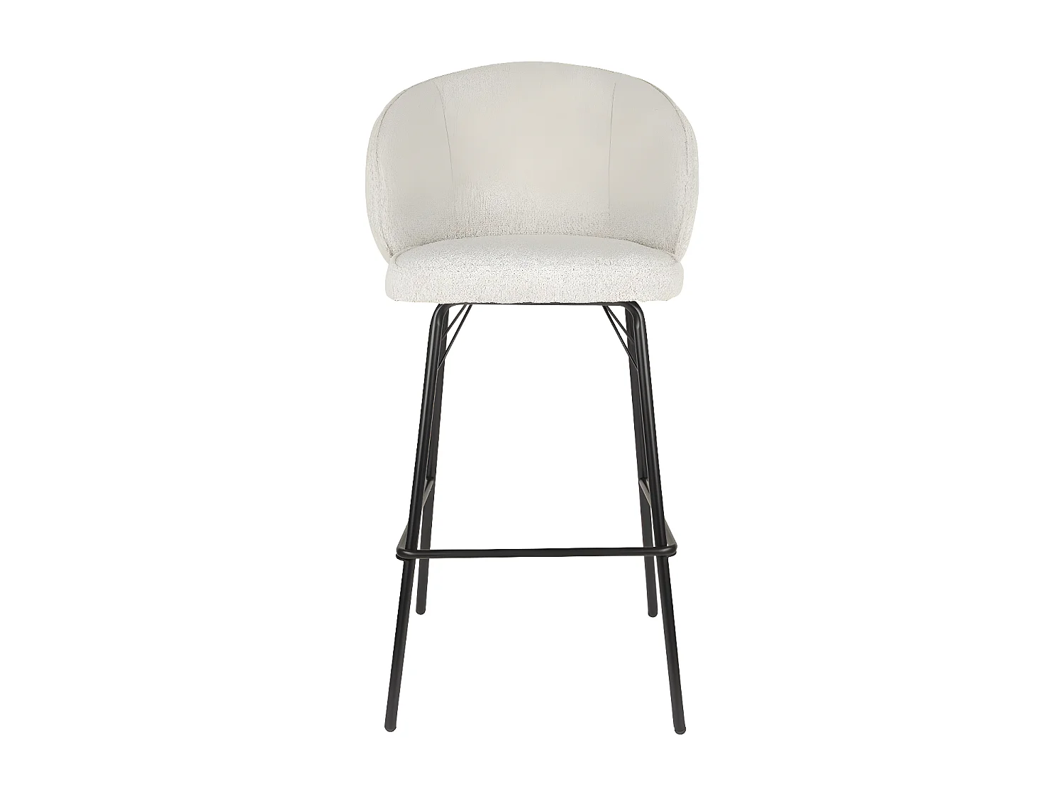 Joa - Lot de 2 tabourets de bar en tissu bouclette et métal H75cm - Écru