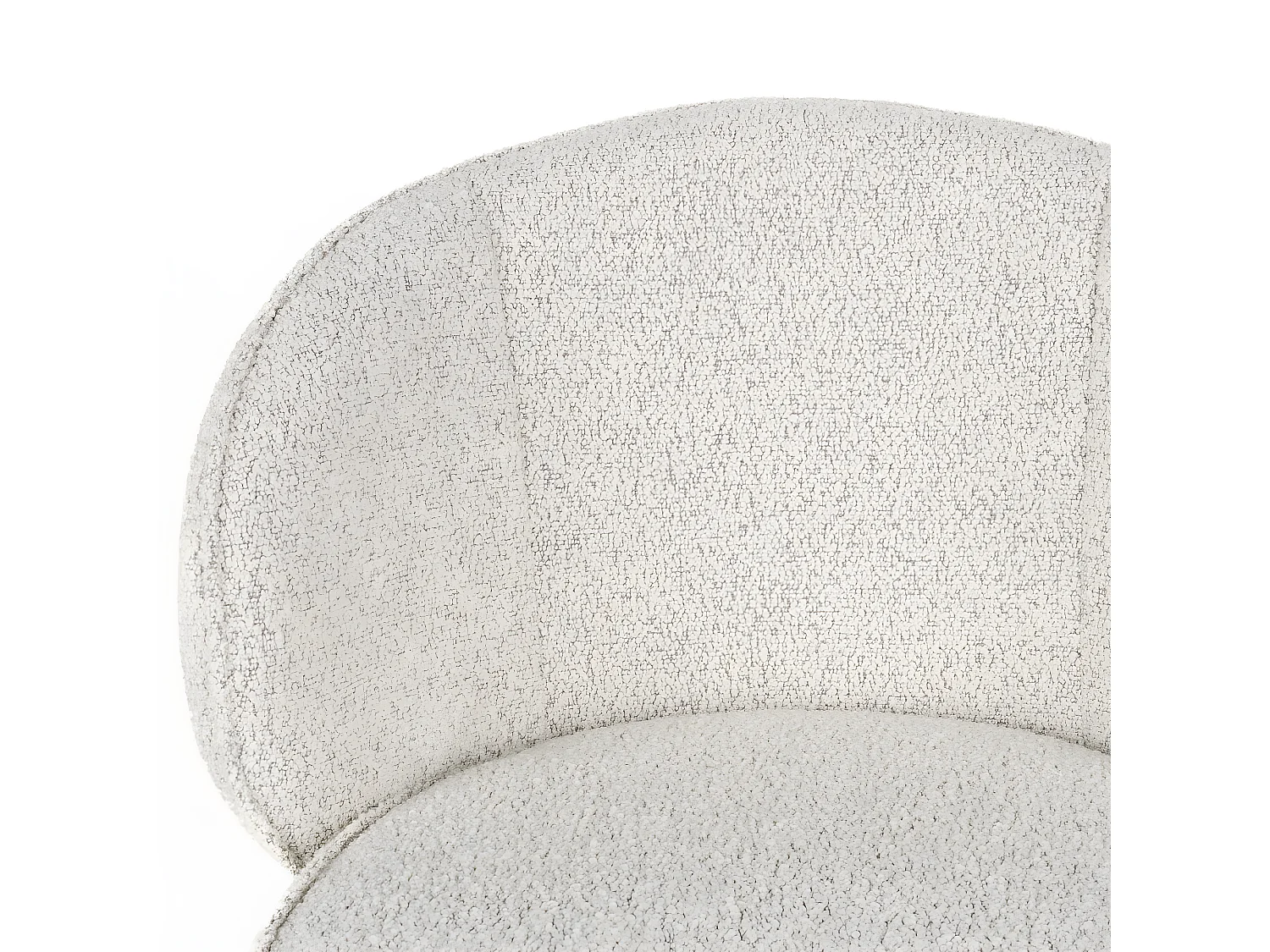 Joa - Lot de 2 tabourets de bar en tissu bouclette et métal H75cm - Écru