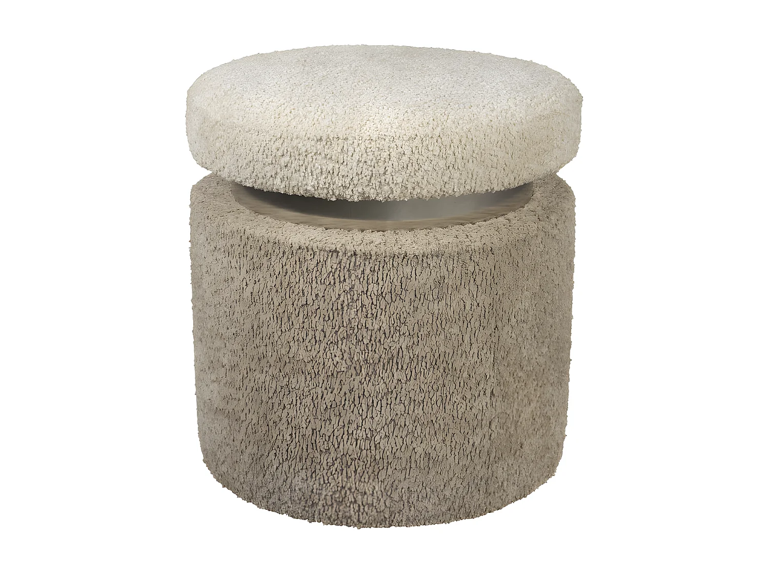 Sen - Pouf rond en tissu bouclette ø39cm - Beige