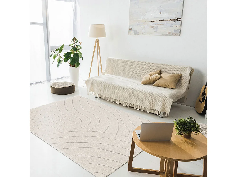 Elsa - Tapis contemporain à motif organique -  Écru - 160x230cm