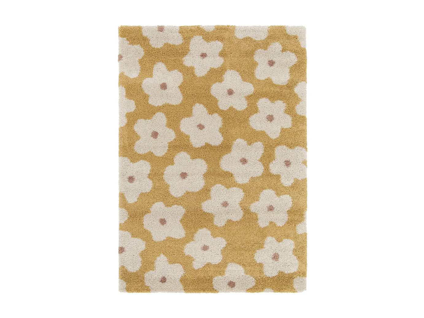 Flora II - Tapis contemporain à motif floral -  Jaune moutarde - 120x170cm