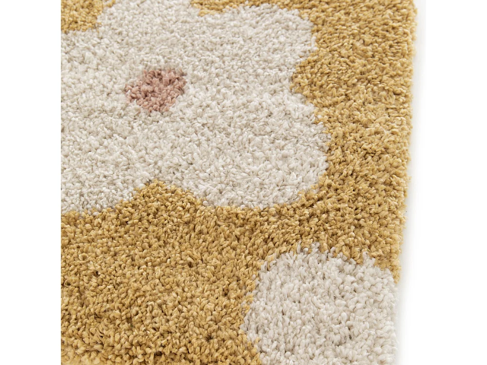 Flora II - Tapis contemporain à motif floral -  Jaune moutarde - 120x170cm