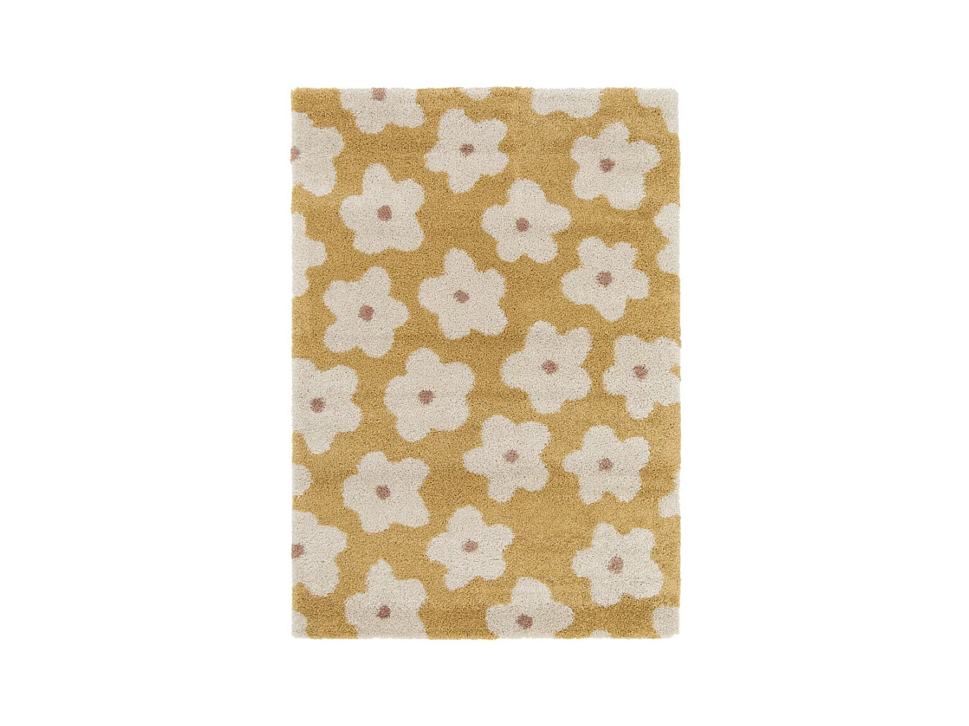 Flora II - Tapis contemporain à motif floral -  Jaune moutarde - 120x170cm