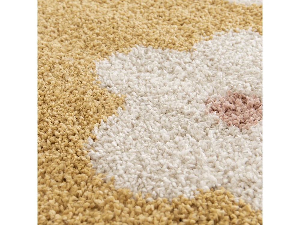 Flora II - Tapis contemporain à motif floral -  Jaune moutarde - 120x170cm