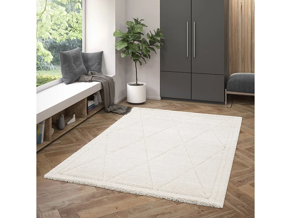 Yasmine - Tapis d’inspiration berbère -  Écru - 160x230cm