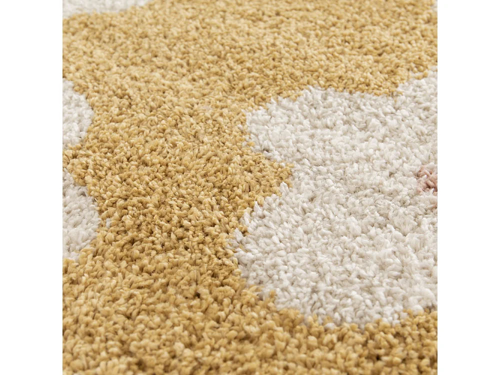 Flora II - Tapis contemporain à motif floral -  Jaune moutarde - 160x230cm