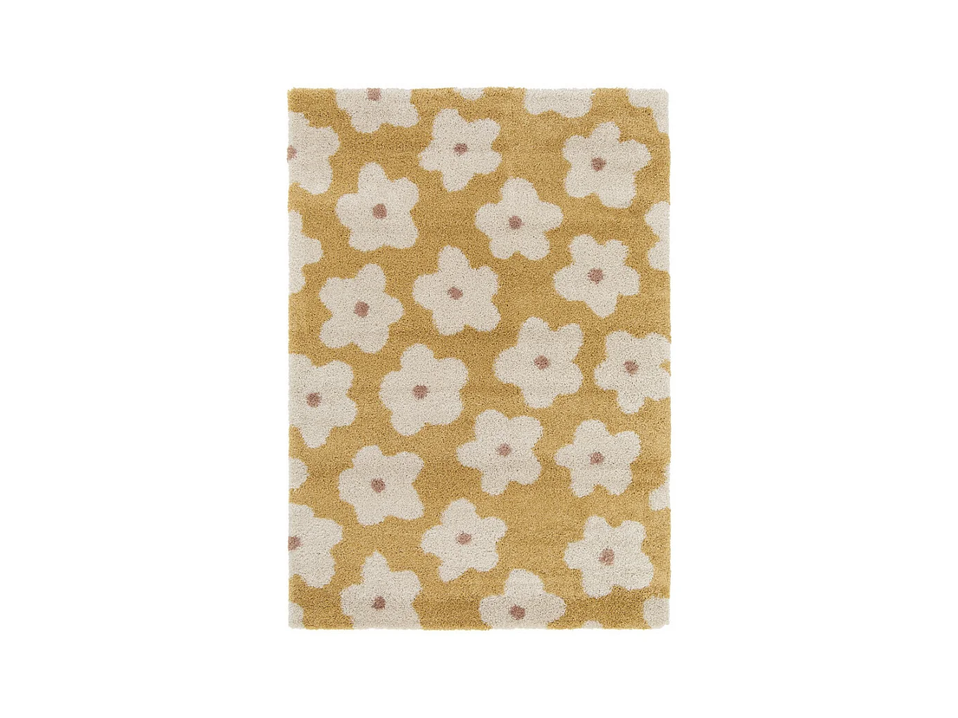Flora II - Tapis contemporain à motif floral -  Jaune moutarde - 160x230cm