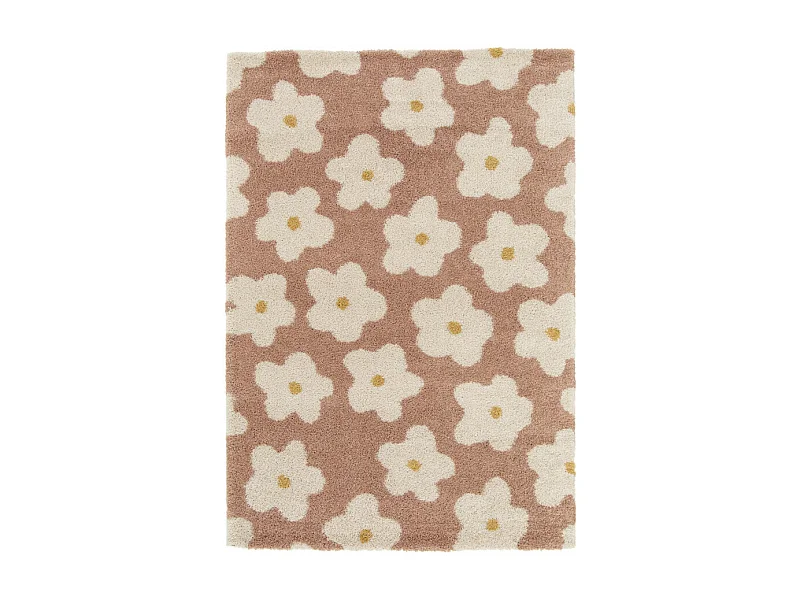 Flora I - Tapis contemporain à motif floral -  Vieux rose - 160x230cm