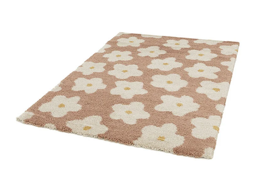 Flora I - Tapis contemporain à motif floral -  Vieux rose - 160x230cm